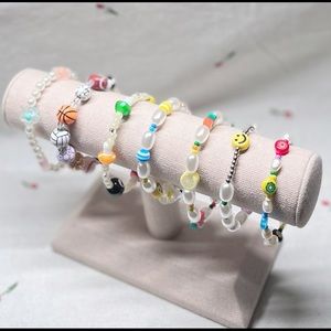 Elastic Handmade Beads Bracelets Set of 7